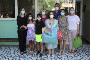 HRH Crown Princess Katharine, Mr. Zoran Milačić, Mrs. Nada Mlinarević, Mrs. Jadranka Dervišević with children and teachers from the children's home "Drinka Pavlović"