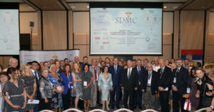 Solemn opening of the 10th Serbian Diaspora Medical Conference – TRH Crown Prince Alexander and Crown Princess Katherine with HE the Minister of Health, Dr. Zlatibor Lončar, Prof. Dr. Afksendiyos Kalangos, Prof. Dr. Nebojsa Lalic, Dean of the Medical Faculty of the University of Belgrade, members of the Royal Medical Board and Mrs. Betty Roumeliotis, Crown Princess’ sister