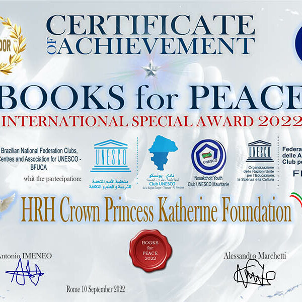 BOOKS FOR PEACE INTERNATIONAL AWARD FOR CROWN PRINCESS KATHERINE