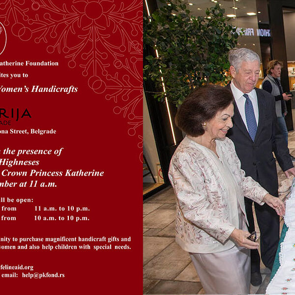 ANNOUNCEMENT – CROWN PRINCESS KATHERINE WILL OPEN CHARITY CHRISTMAS BAZAAR OF HANDICRAFTS